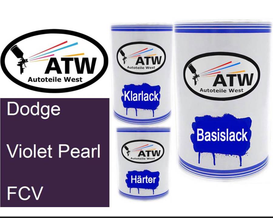 Dodge, Violet Pearl, FCV: 500ml Lackdose + 500ml Klarlack + 250ml Härter - Set, von ATW Autoteile West.